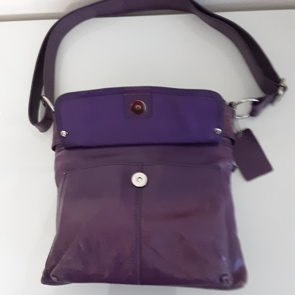 Danier Purple Distressed Leather Crossbody Bag - Picture 7 of 15